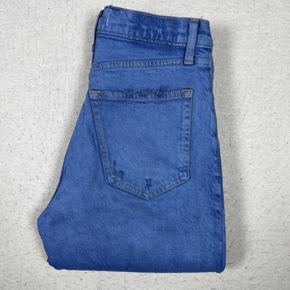 Abercrombie & Fitch 90s Straight Jeans Womens 4R Blue Ultra High Rise Distressed